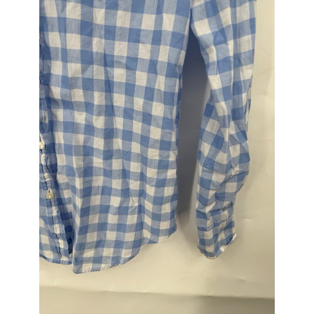 J. Crew Plaid Button Front Shirt Blue Long Sleeve Lightweight Preppy Western XXS - Picture 8 of 10
